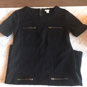 J crew black dress with zipper detail